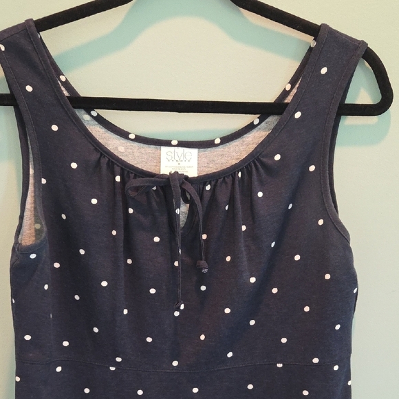 Style Studio Navy and White Polka Dot Midi Dress Women's Medium Made in The USA - Picture 4 of 9